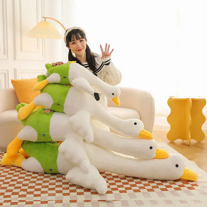 75-160cm Cute Celebrity Big White Goose Plush Toys Kawaii Huge Duck Sleep Pillow Cushion Soft Stuffed Animal Doll Birthday Gift