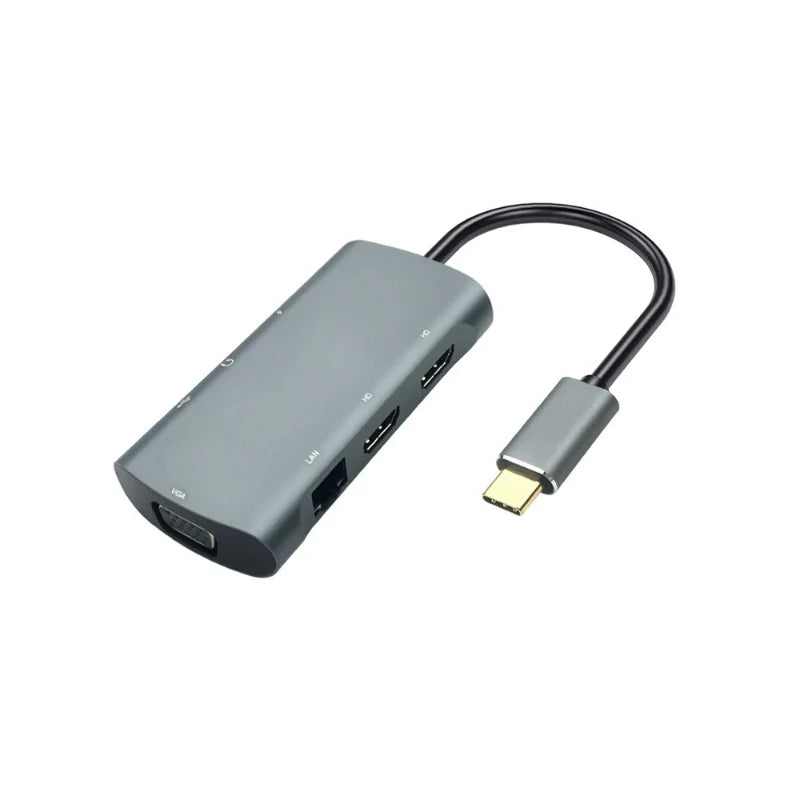 TYPE-C To VGA HD RJ45 PD USB AUDIO 8-in-1 Adapter