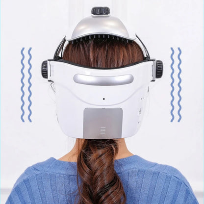 EMS Electric Head Massager Helmet with Eye Massage Air Pressure Vibration Therapy Scalp Relax Hot Compress Bluetooth Music