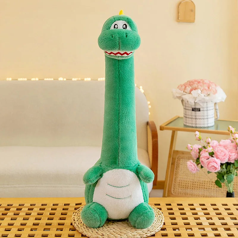 70cm Cute Soft Dinosaur Long Throw Pillow Girl Bed Side Sleeping Cuddle Pinch Legs Big White Goose Long Neck Animal Plush Toy