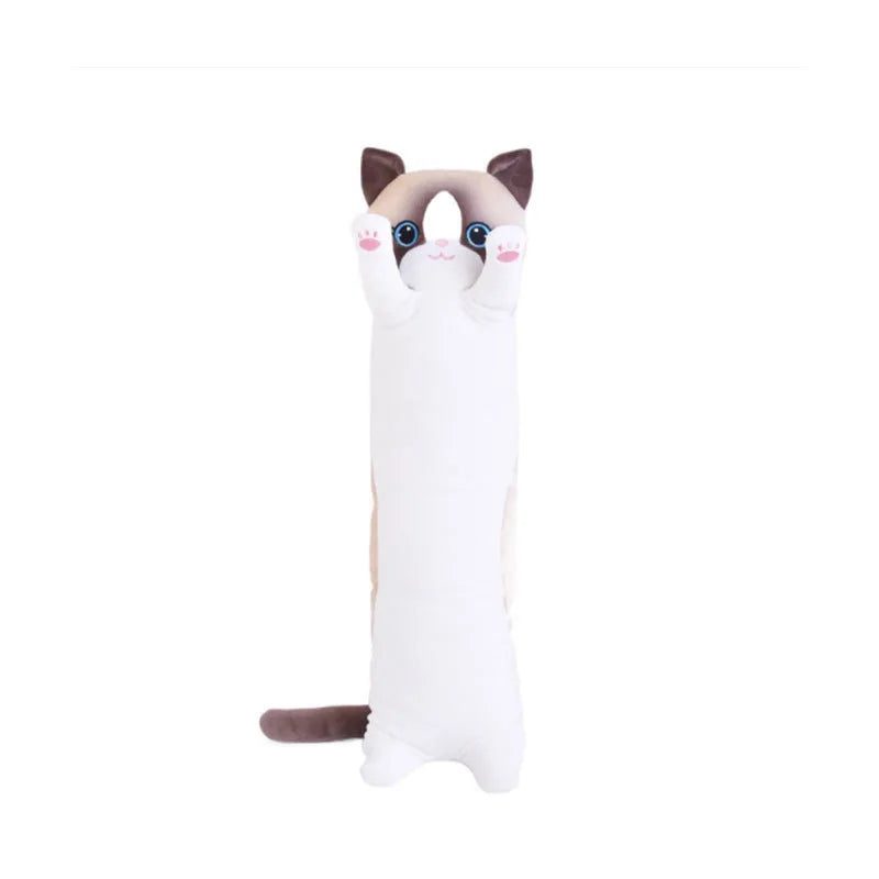 Soft Cat Plush Island Long Stripe Pillow Down Cotton Stuffed Cartoon Kitten Cats Doll Plushie Peluche Sleeping Leg Pillow Gift