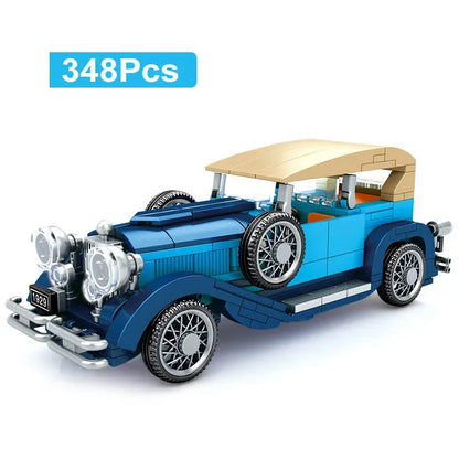 Technical Retro Antique Vintage Car Speed Champions Model Building Blocks City Classic Toys Gift Roadster Vehicle Supercar Brick