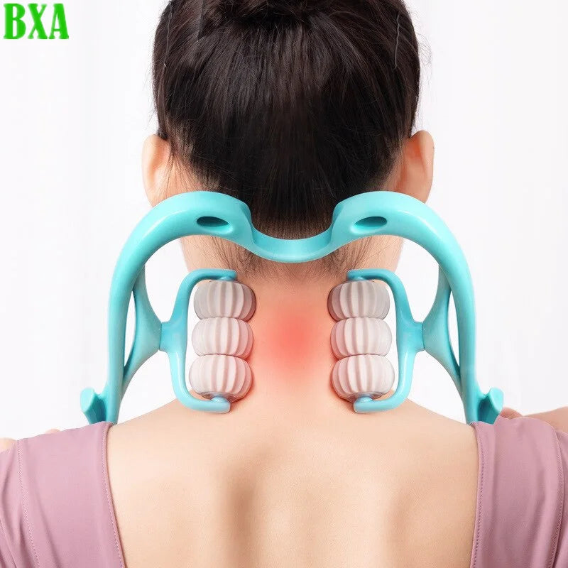 3 in 1 Back Massager Neck Massage Cervical Massager Clip Artifact Six Wheel Neck Kneading Massager Manual Multifunctional