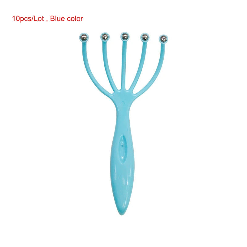 10pcs Handheld Head Scalp Massager Neck Ball Comb Roller 5-Finger Claws Steel  Relax SPA Hair Care for Hair Growth Head Relief