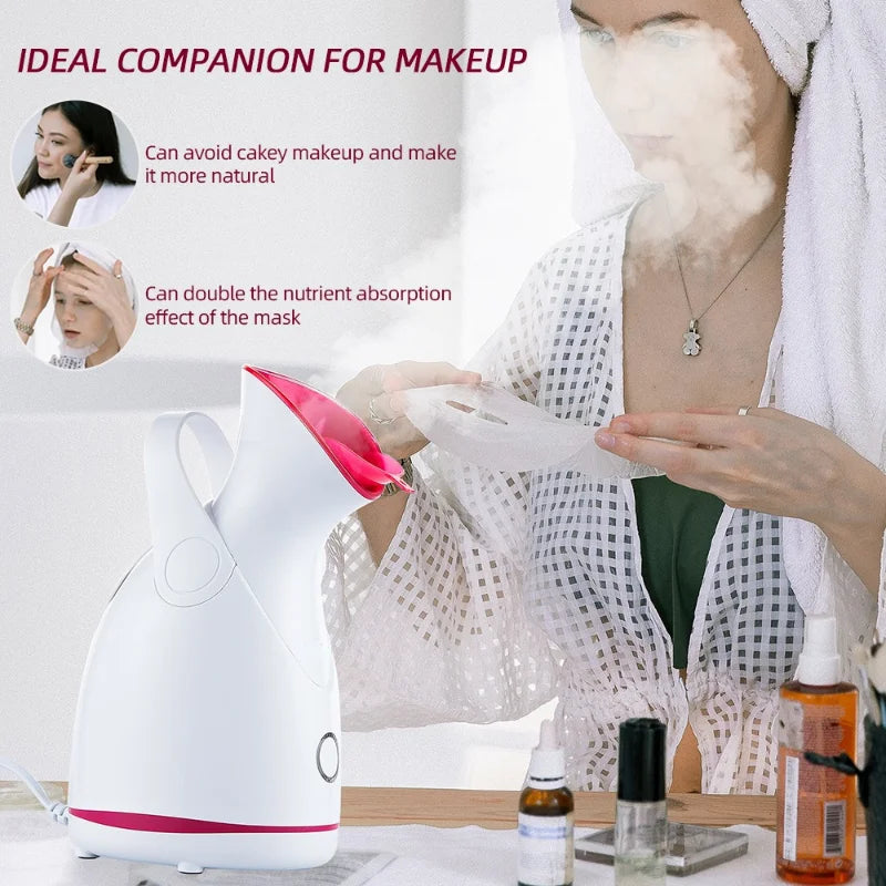 Nano Steam Facial Steamer Hot Compress Heating Sprayer Skin Moisturizing Humidifier Pore Deep Cleaning Water Hydration Nebulizer