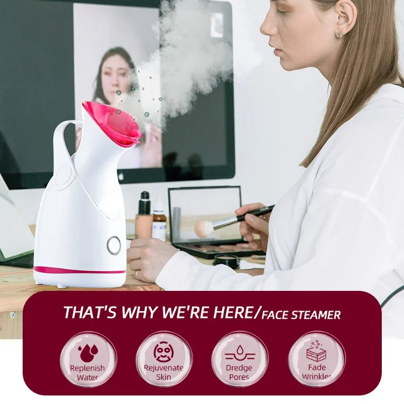 Nano Steam Facial Steamer Hot Compress Heating Sprayer Skin Moisturizing Humidifier Pore Deep Cleaning Water Hydration Nebulizer