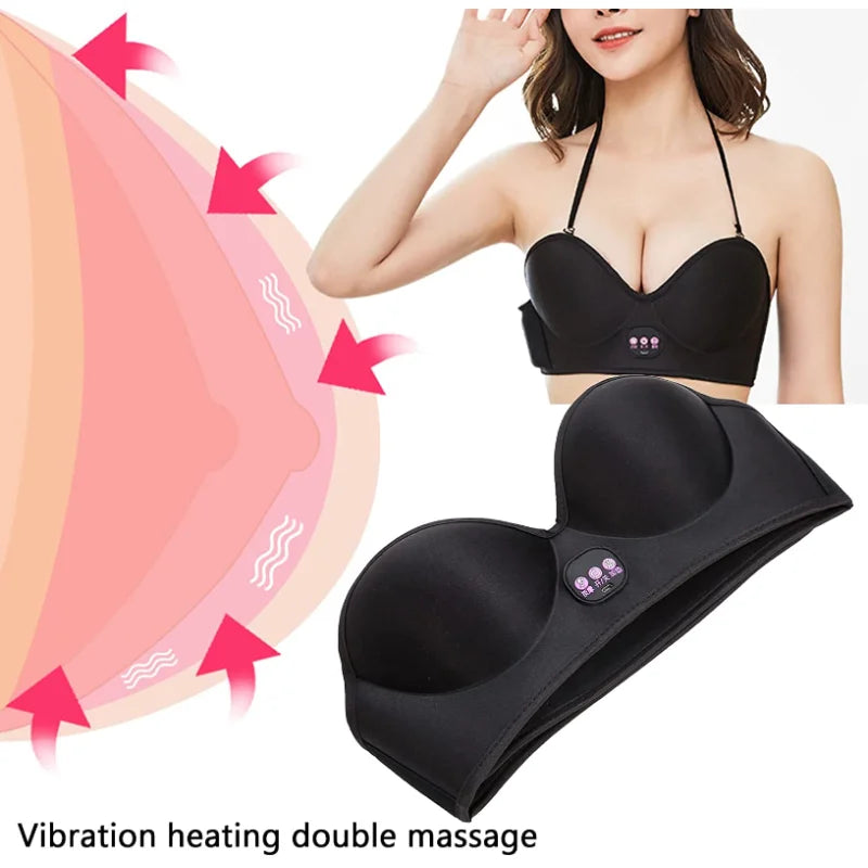 NEW Electronic Breast Massage Bra Infrared Heating Chest Large Stimulator Enhanced Massager Circulation Soothing Breasts