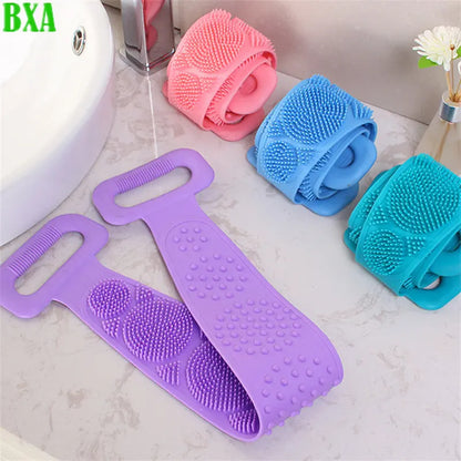 Scrub Exfoliating Body Sponge Silicone Brushes Bath Towels Bathroom Shower Back Brush Bath Scrub Clean Stain Removal Bath Belt