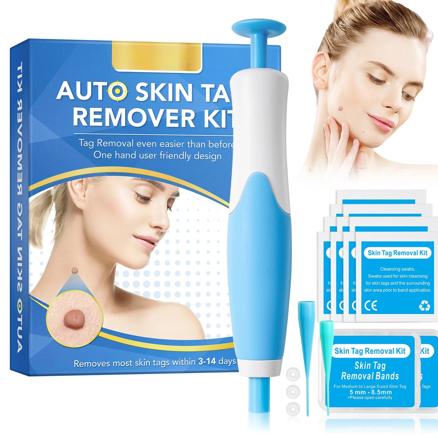 2 IN 1 Auto Skin Tag Remover Kit Micro Skin Tag Removal Device Adult Mole Stain Wart Remover Face Care Skincare Pen Removal Set