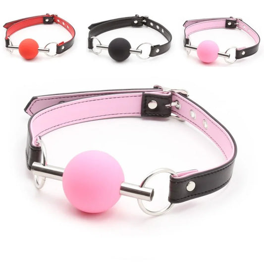 1PCS New Mouth Ball Gag with Metal Stick PU Strap S&M Adult Game Erotic Product Sex Toys for Women Couple