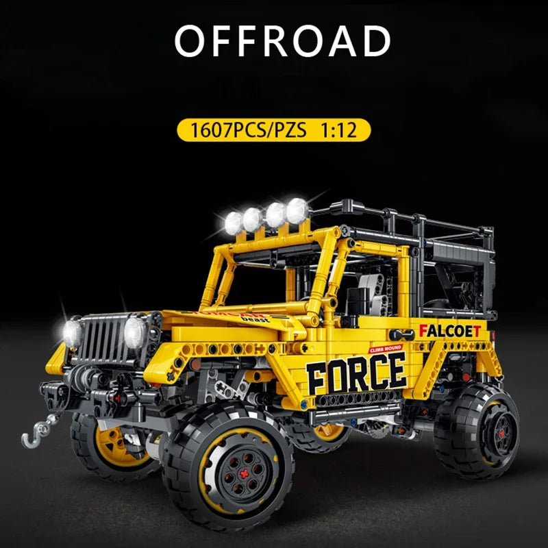 1607PCS Technical Kids Off-road Jeep Wrangler Car Building Blocks fit 42122 Force SUV Aseemble Vehicle Bricks Toys For Boy