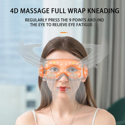 Eye Massager 4D Smart Air Bag Vibrating Eye Care Instrument Hot Compress Bluetooth Eye Massage Glasses Tired Eye Bag Wrinkles