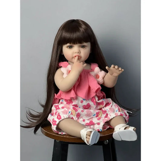 55CM Soft Silicone Reborn Baby Girl Doll Toy Lifelike 22Inch Reborn Dolls Toddler Art Doll Birthday Gifts for Child