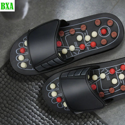 BXA 1 Pair Feet Massage Slippers Cobblestone Foot Reflexology Acupuncture Therapy Massager Walk Stone Shoes Massager