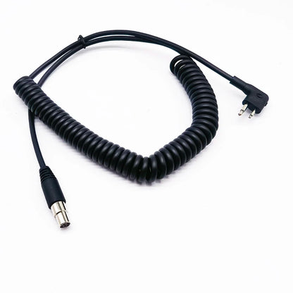 2Pin M Plug for Motorola Walkie Talkie to Mini XLR5 Jack Adapter Coiled Cable for GA Military Aviation Helicopter Radio Headset