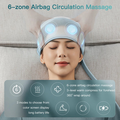 Head Airbag Massage Head Leather Massage Headache Muscle Relax Electric Air Pressure Head Massager Heating Head Strap Kneading