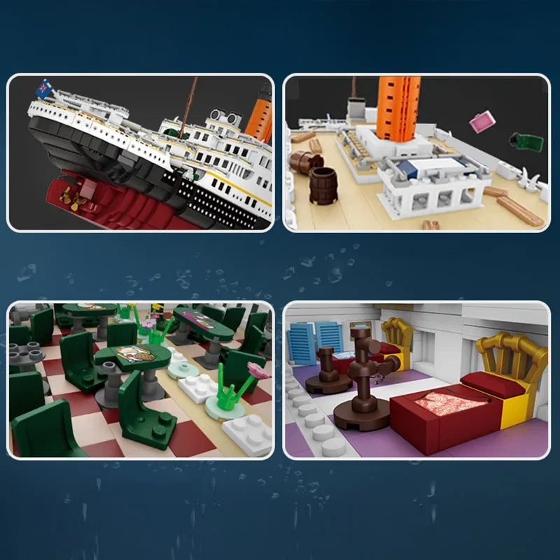 2882Pcs MOC Micro Titanic Large RMS Cruise Boat Movie Steamship Model Building Blocks Mini Figures Bricks Toys for Kids