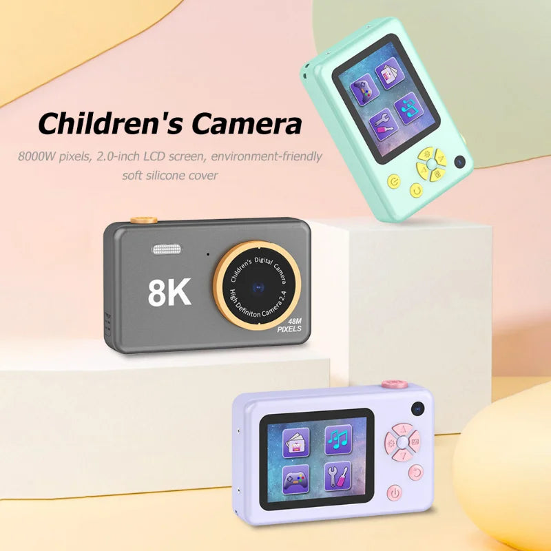 2.4 Inch HD Screen Mini Camera Toy for Kids Front and Rear Dual Camera 32GB USB Charging Cartoon Camera Toys for Children