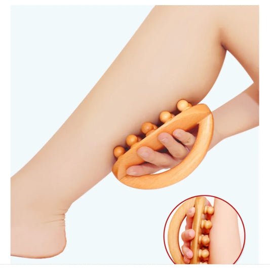 Scraping SPA Therapy Anti Cellulite Relaxation Tool Natural Wood Handheld Gua Sha Massage Brush 14 Beads Waist Leg Body Meridian