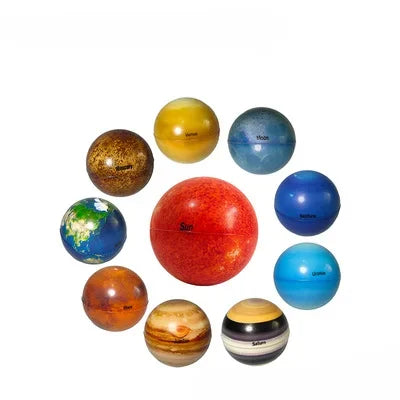 9pcs Child Mini Planet Bouncy Ball Moon Star Globe Universe Model Early Educational Toy Kid Galaxy Cognition Elastic Sponge Gift