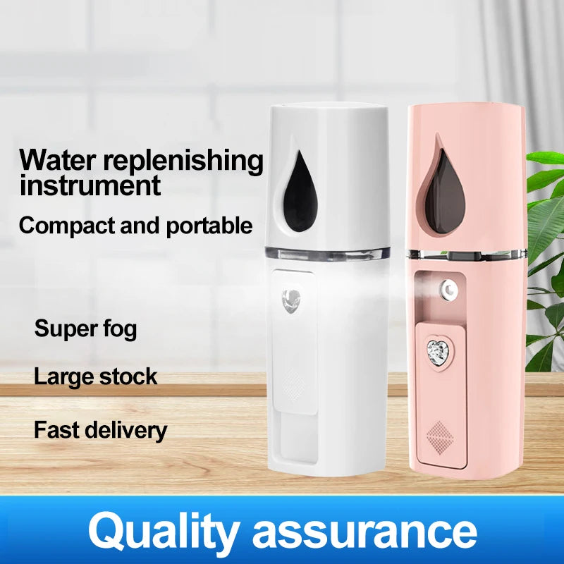 Portable Mini Spray Cooler Face Steamer USB Rechargeable Mini Humidifier Skin Facial Care Moisturizing Atomizer Beauty Spa