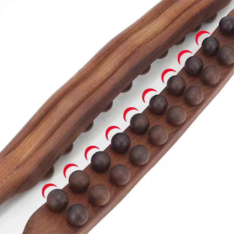 1pc 20 Beads Rolling Pin Universal Back Needle Massage Tendons Beech Wood Scraping Stick Point Treatment Guasha Therapy Tool