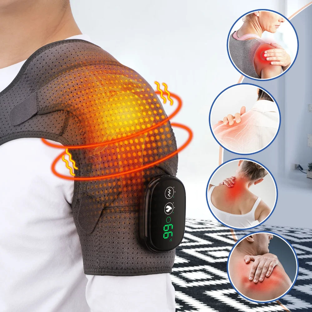 Electric Heating Therapy Shoulder Brace Heating Shoulder Massage  Support Adjustable Led Heating Belt For Arthritis Joint Injury