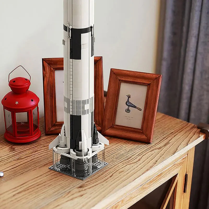 Aerospace Apollos 11 Saturn V Display Stand Rocket Launch Space Spacecraft MOC City Building Blocks Model Bricks Kits