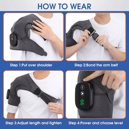 Electric Heating Therapy Shoulder Brace Heating Shoulder Massage  Support Adjustable Led Heating Belt For Arthritis Joint Injury