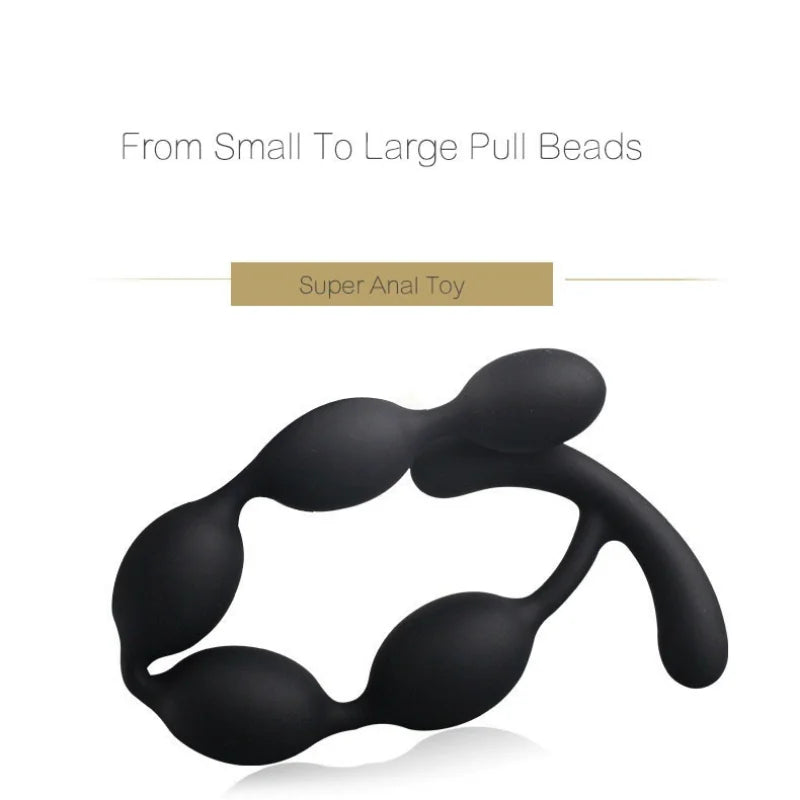 Soft 100% Silicone 5-Balls G-Spot Anal Beads Anal Plug Masturbator S&M Sex Toys for Couple Men/Women