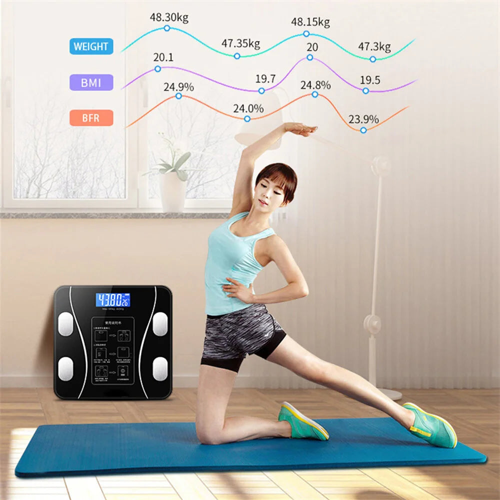 Smart Digital Wireless Bathroom Body Fat Scale Weight Scale Body Composition Analyzer With Smartphone App Bluetooth-compatible