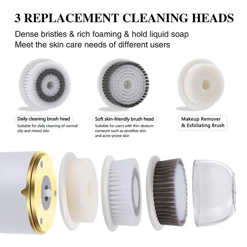 NEW Electric Ultrasonic Facial Cleanser Brush 3 in 1 Cleansing Face Brush 360 Rotate Deep Cleaning Brush Facial Skin Care