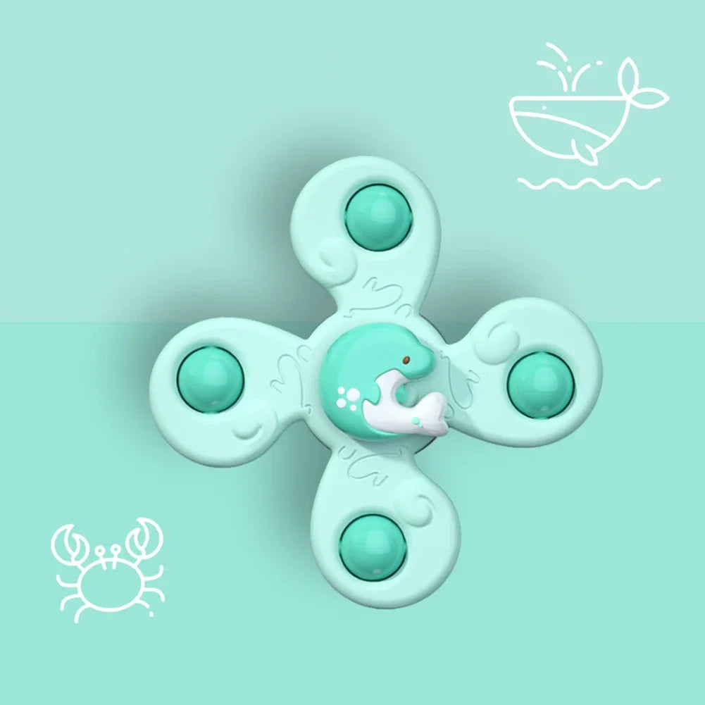 1pcs Cartoon Rotating Sucker Toy Baby Toys for 0-36 Months Finger Spinner Toys Baby Pools Water Fun Games Bath Toys for Children