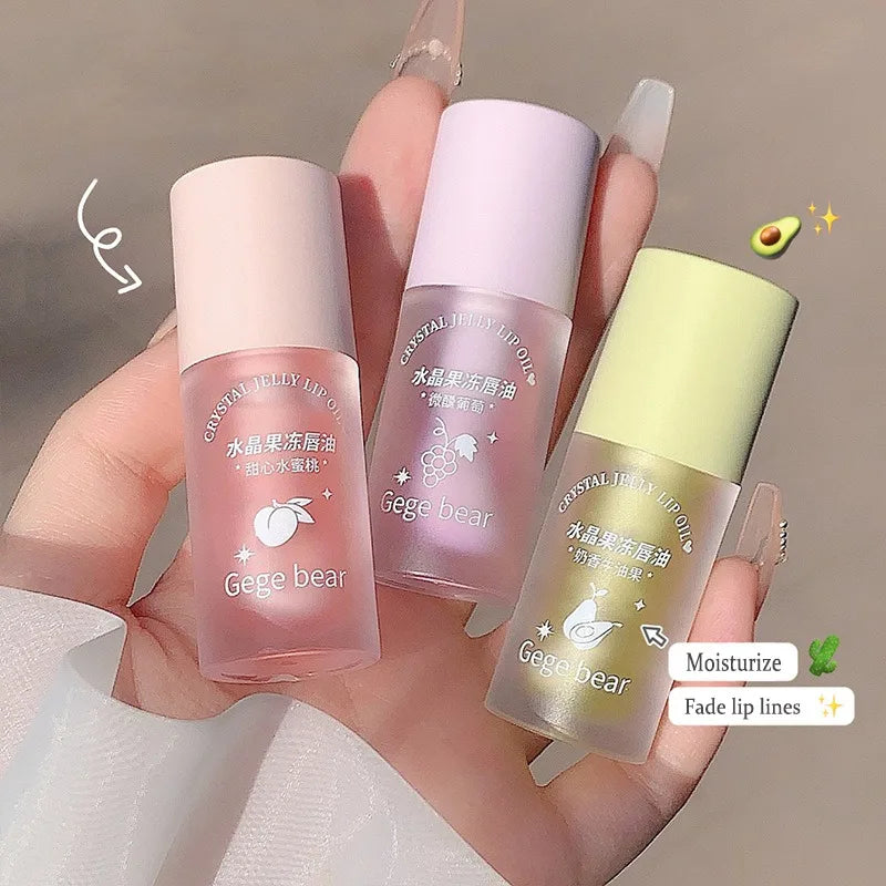 1pc 4g Crystal Jelly Lip Oil Hydrating Plumping Lip Gloss Coat For Cute Lipsticks Tinted Clear Serum Fruit Lip Balm Cosmetics