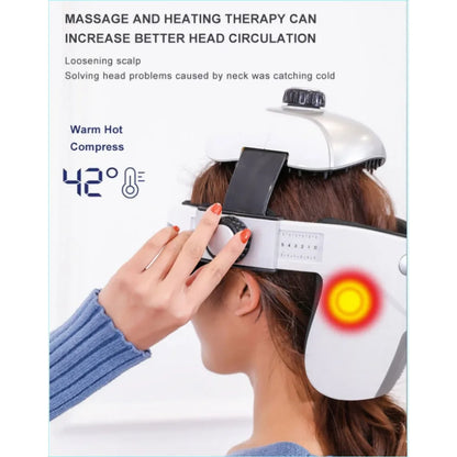 New Head Massage Helmet Electric Vibration Headache Pneumatic Massage Scalp Relaxation Automatic Hot Compress Bluetooth Version