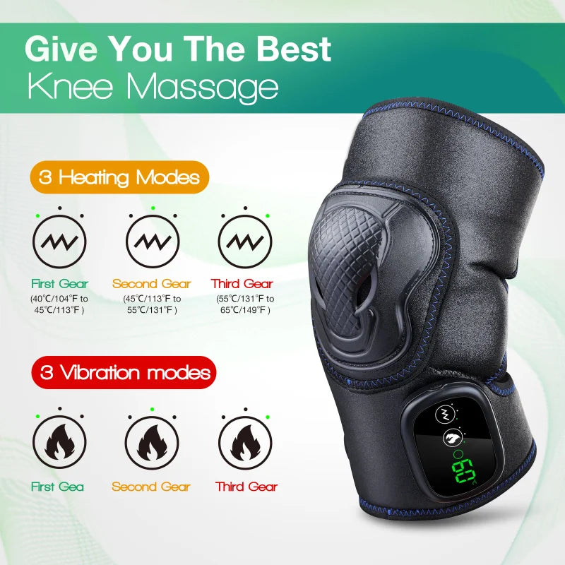 Electric Knee Massager Heating Therapy Relieve Arthritis Pain Knee Joint Brace Support Vibration Knee Massage Healthy Care