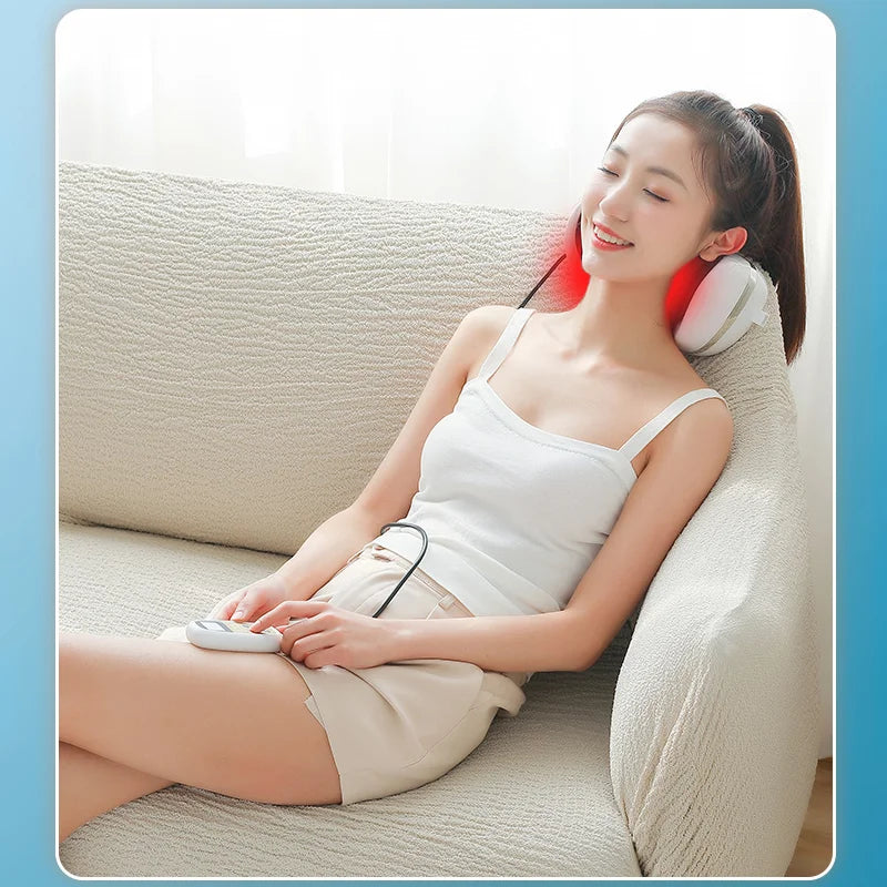 Electric Head Massager Neck Cervical Massage Ttraction Health Care Relax Body Massager Car Back Pillow Heating Vibrating Massage