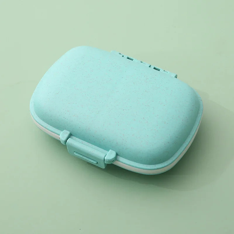 1PCS 8 Grids Organizer Box Tablets Travel Pill Box Tablets with Sealing Ring Small Box Wheat Straw Medicine Container