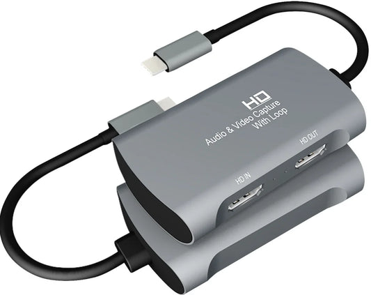 Type-C To HDMI HD Video Capture Card with Loop-Out for Game Streaming, Live Broadcasting, and OBS Recording