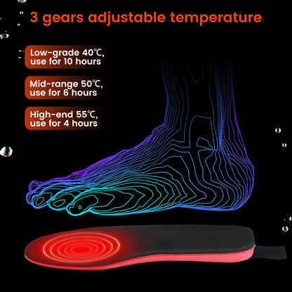 New Black Heated Insoles 2100mAh Electric Foot Warmer Hot Compress Remote Control 3-speed Shoes Pads For Skiing Winter Outdoor