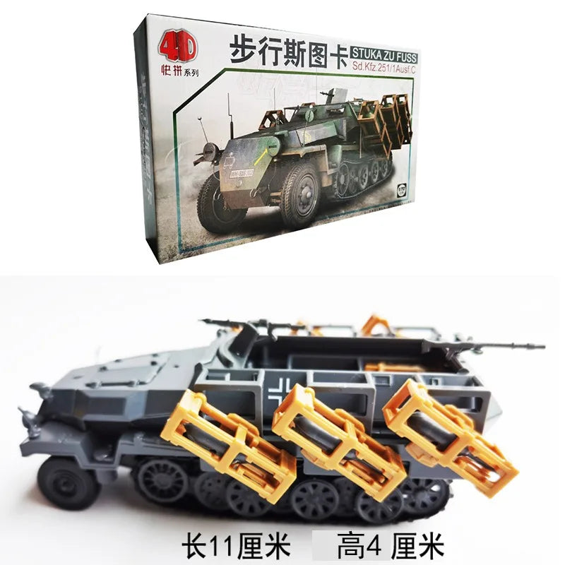 4D 1/72 Assembly Model World War II Stuka Zu Fuss Rocket Launched Armored Vehicle Plastic Car Collection Model Sandpan Game Toys