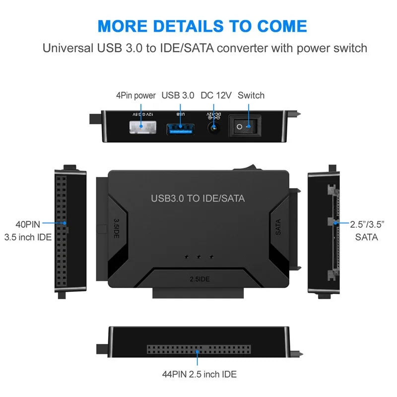 USB 3.0 Hard Drive Adapter - Triple-function USB 3.0 To SATA/IDE Easy Drive Cable, Multifunctional Easy Drive Cable