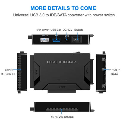 USB 3.0 Hard Drive Adapter - Triple-function USB 3.0 To SATA/IDE Easy Drive Cable, Multifunctional Easy Drive Cable