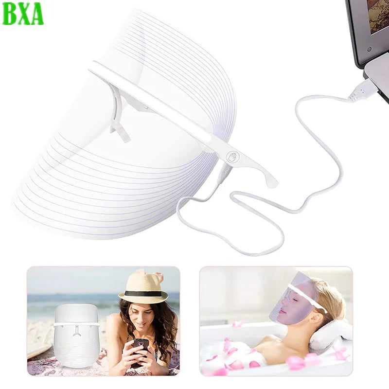 BXA LED Light Therapy Facial Mask 7 Colors Photon Anti-Aging Anti Wrinkle Rejuvenation Wireless Face Mask Skin Care Beatuy