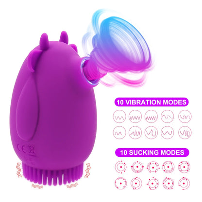 Wellness 10 Modes Clitoris Stimulator Oral Nipple Licking Vagina Sucker Adult Sexual Machine 2 in 1 Sucking Vibrator for Women