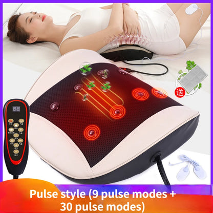 New Electric Pulse Body Massager Cushion Moxibustion Vibration Heating Lumbar Waist Traction Airbag Therapy Massage Relief Pain