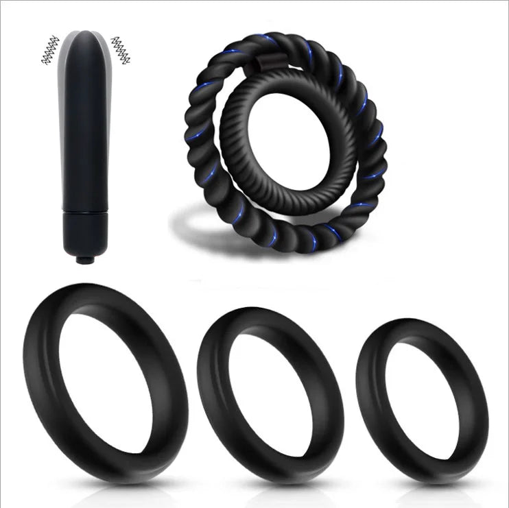 10-Frequency Vibration Penis Lock Ring, Reusable Soft Silicone Cock Ring, Men Time-lapse Masturbator Delay Ejaculation Sex Toys