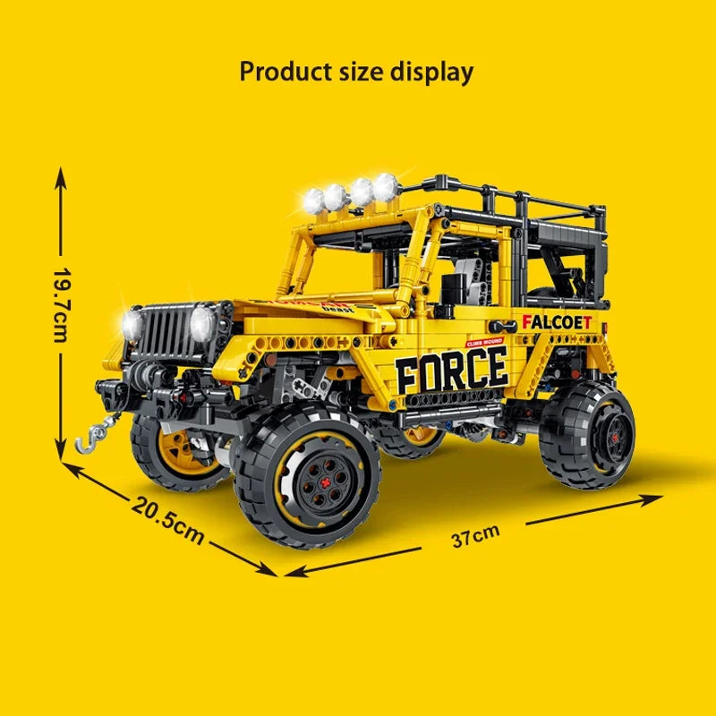 1607PCS Technical Kids Off-road Jeep Wrangler Car Building Blocks fit 42122 Force SUV Aseemble Vehicle Bricks Toys For Boy