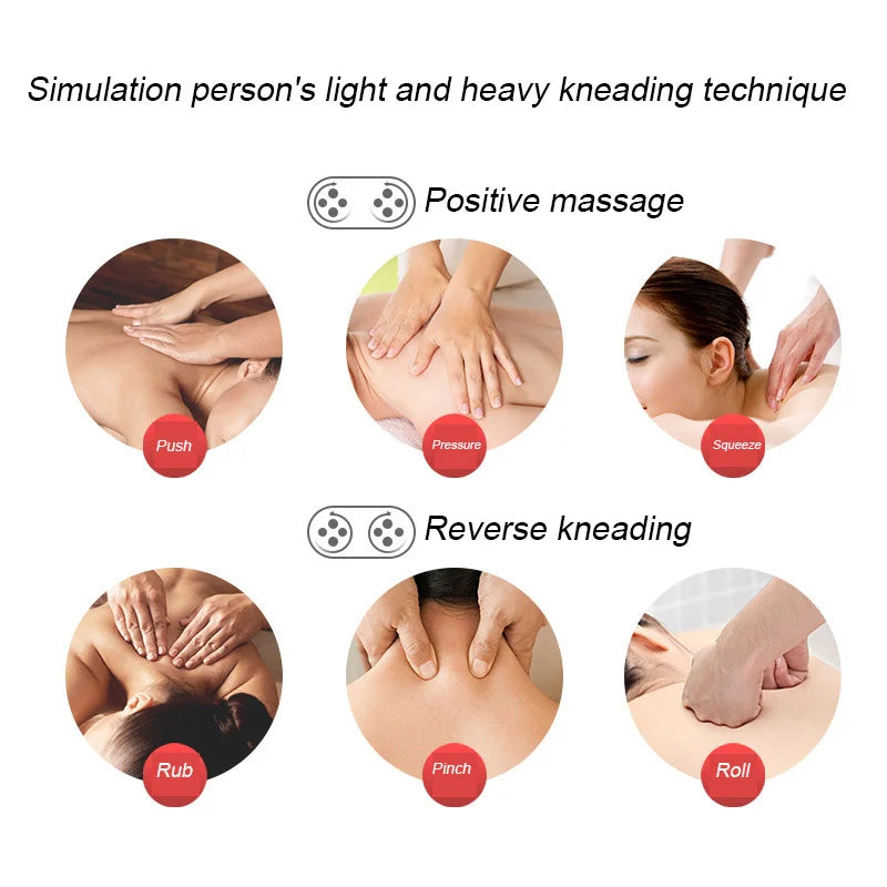 Electric Back Massage Pillow Vibrating Kneading Hot Compress Relief Neck Shoulder Pain Multifunctional Relaxation Waist Massager