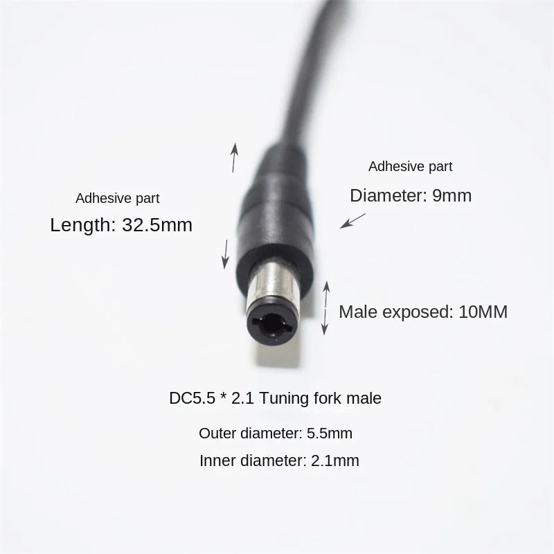 Thickened Pure Copper 0.75mm² Car Charger Power Cable, 12V 10A, Cigarette Lighter To DC 5.5*2.1mm, 3m Length